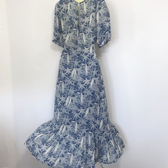 Reformation Dress “Nantre” Bali Blue Sz4 Please note the measurements Nwot - Picture 7 of 8